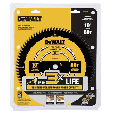 DEWALT Table Saw Blade, 10 inch, 80 Tooth, Fine Finish, Ultra Sharp Carbide (DWA11080)