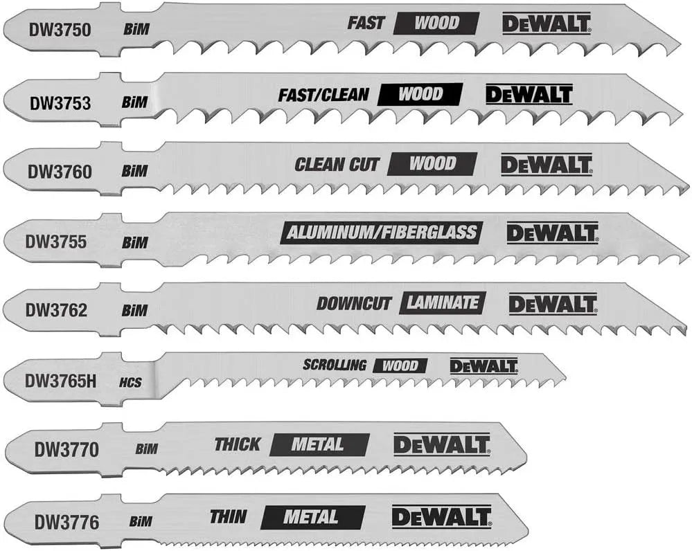 DEWALT Jigsaw Blades Set, T-Shank, 8-Piece (DW3791)