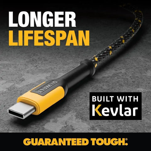 DEWALT Heavy Duty USB to USB C Cable, Jobsite Type C Cable, High Speed USBA to Type-C, Fast Charge USBC Fast Charging Cord for iPhone 17/16/15 Pro Max MacBook iPad Samsung Galaxy, 6ft (USB2.0, Black)