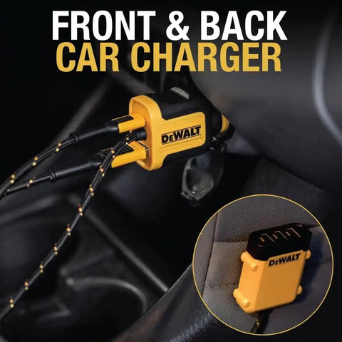 DEWALT Heavy Duty 72W 5 Port USB Car Charger Multiport, iPhone 17 Multi USB Car Charger, Fast Charge PD & QC3.0 Cigarette Lighter Adapter w/ 6FT Cable, Type C Front/Back Charging for Multiple Devices