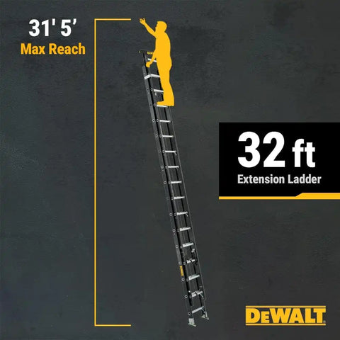 DeWalt 16-foot Fiberglass Extension Ladder, 300-Pound Load Capacity, Type IA, DXL3020-32PT