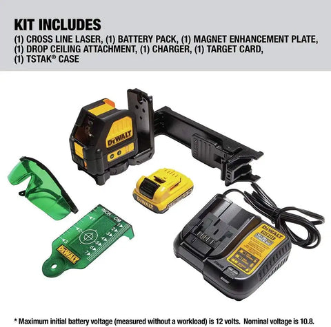 DEWALT 12V MAX Laser Level, Cross Line Laser, Green (DW088LG)