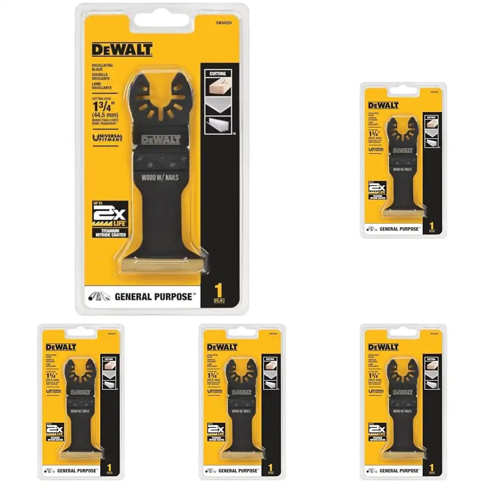 DEWALT Oscillating Tool Blade for Wood with Nails, Wide, Titanium Nitride Coated (DWA4204), Black (Pack of 5)