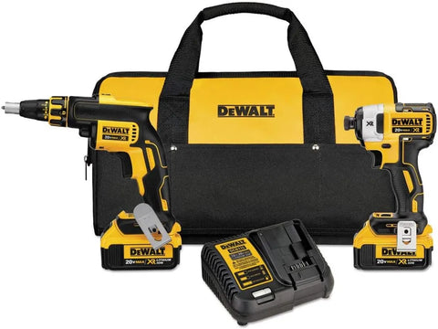 DEWALT 20V MAX* XR Drywall Screw Gun & Impact Driver Kit, 4.0-Amp Hour (DCK267M2)