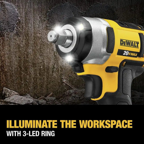 DEWALT 20V MAX* Cordless Impact Wrench Kit with Hog Ring, 1/2-Inch (DCF880HM2), Yellow