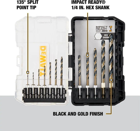 DEWALT 12 Pc Black and Gold Drill Bit Set, Premium Finish Impact Driver Bit Set for Metal, Plastic and Wood (DWAH1182)