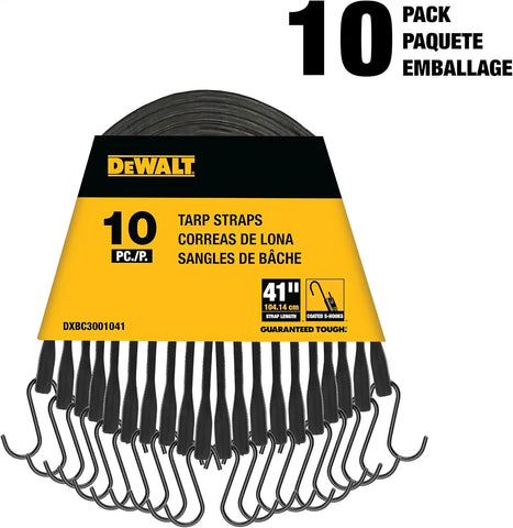 DEWALT DXBC3001041 Black 41" Rubber Tarp Straps, 10 Pack