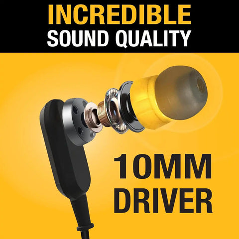 DEWALT Heavy Duty Neckband Bluetooth Earbuds, Wireless Bluetooth 5.2 Headphones w/Microphone, Lightweight Comfort, IP56 Waterproof, Deep Bass Strong Beat, 20H Playtime, Jobsite Behind-Neck Earphones