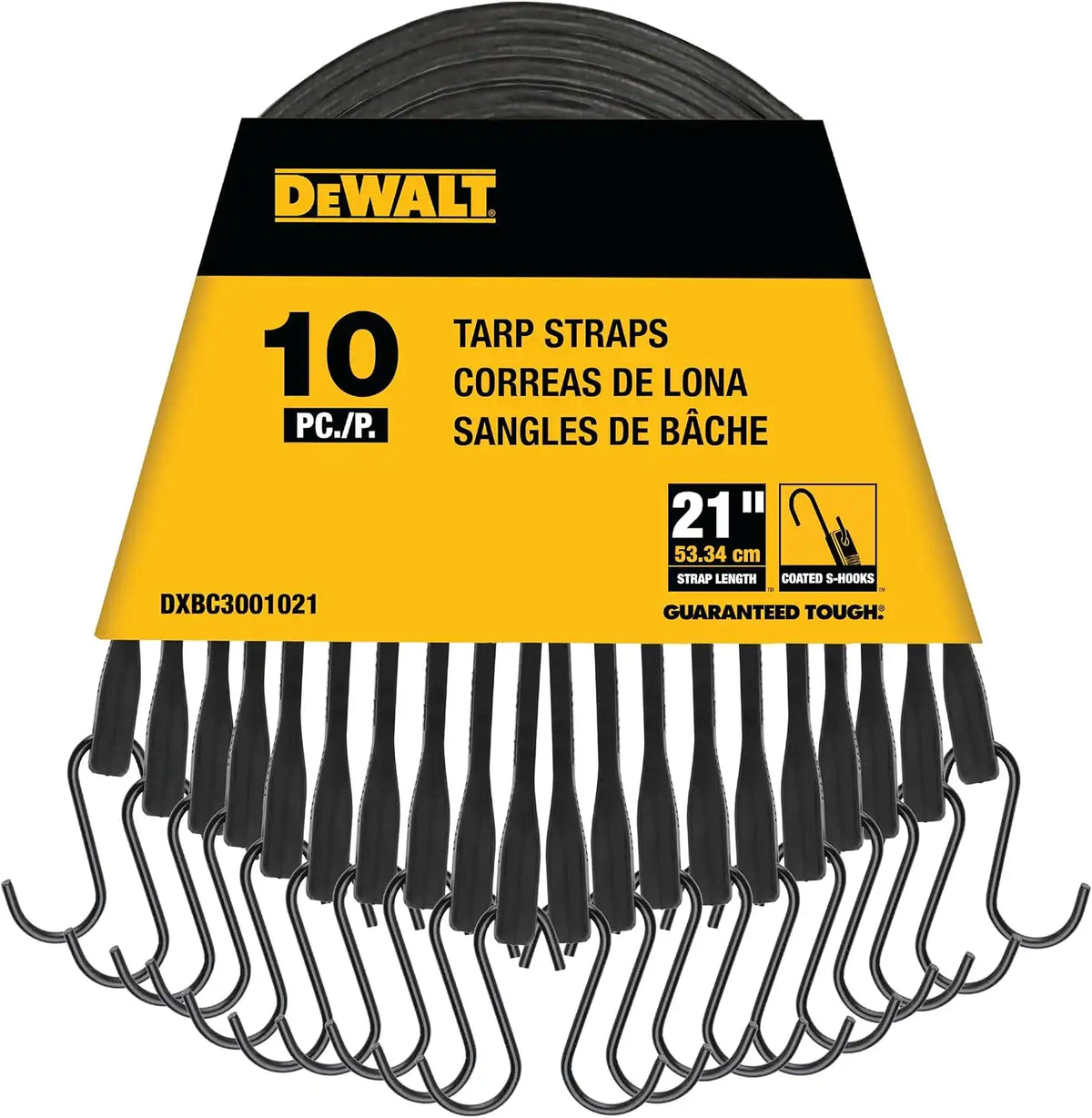 DEWALT DXBC3001021 Black 21" Rubber Tarp Straps, 10 Pack