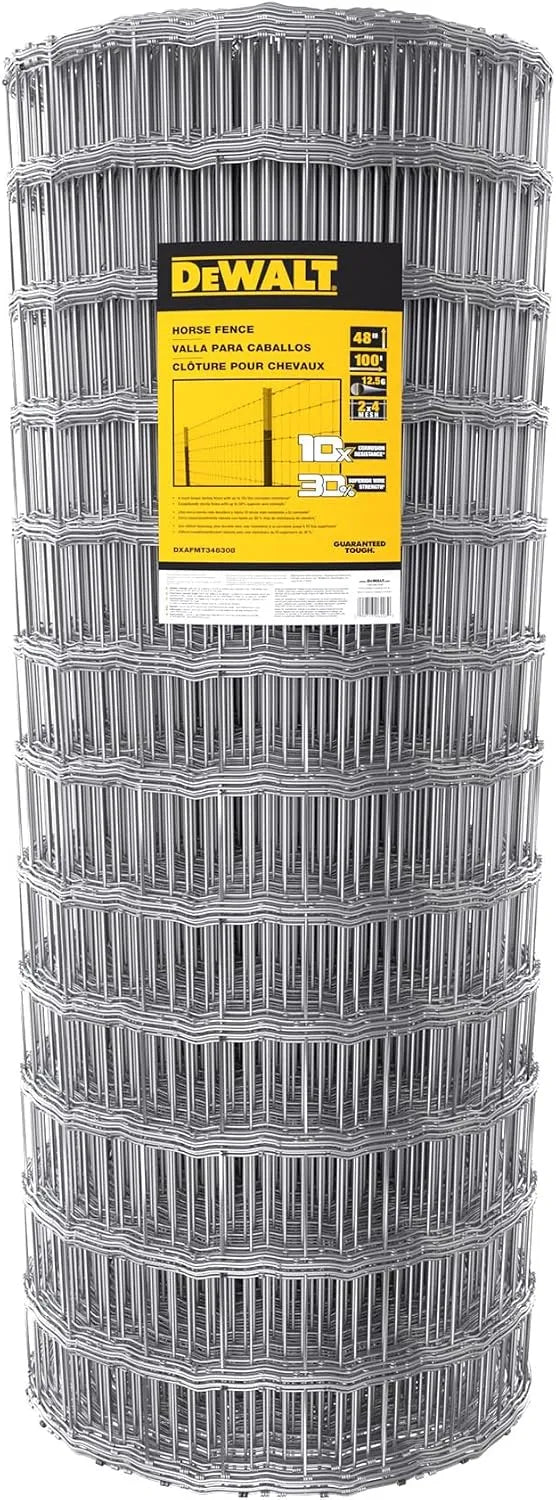 DeWALT – Horse Fence – 48 in. x 100 ft. 12.5‑Gauge Galvanized Steel – for Horse Enclosures | Pasture Fencing | Farm and Property Protection