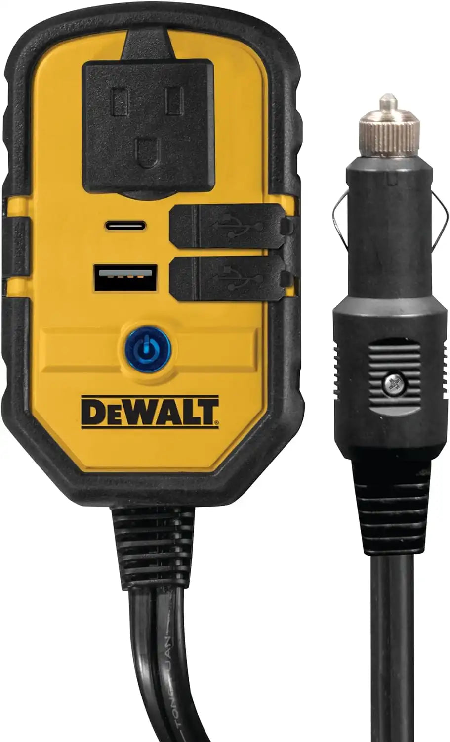 DEWALT DXAEPI140 Power Inverter 140W Car Converter: 12V DC to 120V AC Power Outlet with 25W USB Type C and 15W USB Type A Ports