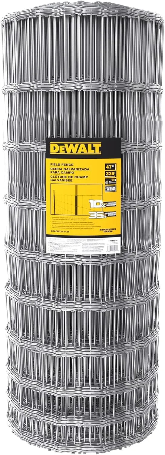 DeWALT – Field Fence – 47 in. x 330 ft. 11‑Gauge Galvanized Steel – for Livestock Enclosures | Pasture Fencing | Farm and Property Protection