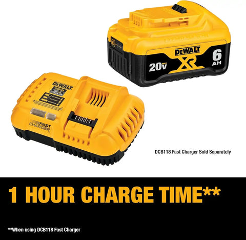 DEWALT 20V MAX XR Battery 6 Ah Lithium Ion, 2-Pack, Premium High Capacity Long Lasting Cordless Tool Battery Packs (DCB206-2)