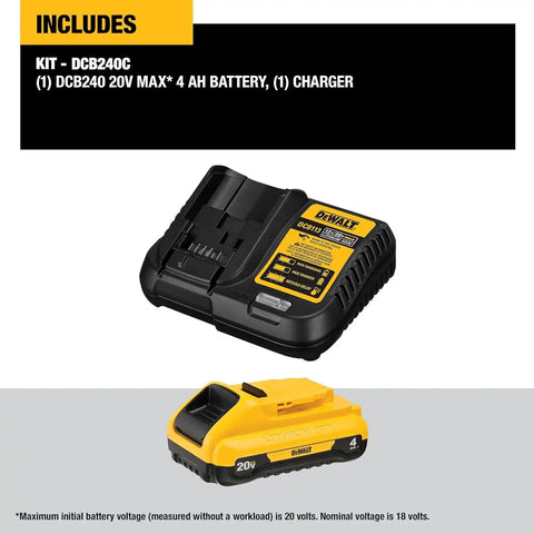 DEWALT 20V MAX* Battery, Compact Starter Kit, 4.0-Ah (DCB240C)
