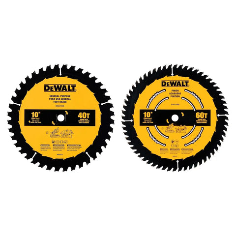 DEWALT 10 in. 40T / 60T General Purpose Combo Pack (DWA110CMB)