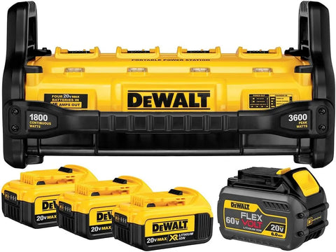DEWALT DCB1800M3T1 Portable Power Station with (3) 4.0 Ah & (1) 6.0 Ah Batteries