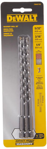 DEWALT DWA5103 Impact Ready Masonry Bit Set, 3 Piece