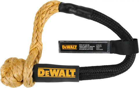 DEWALT DXBC90007 Black/Yellow 3/8” x 24" Kinetic Soft Shackle with 6" Loop - 10,833 lb Safe Working Load / 32,500 lb Break Strength