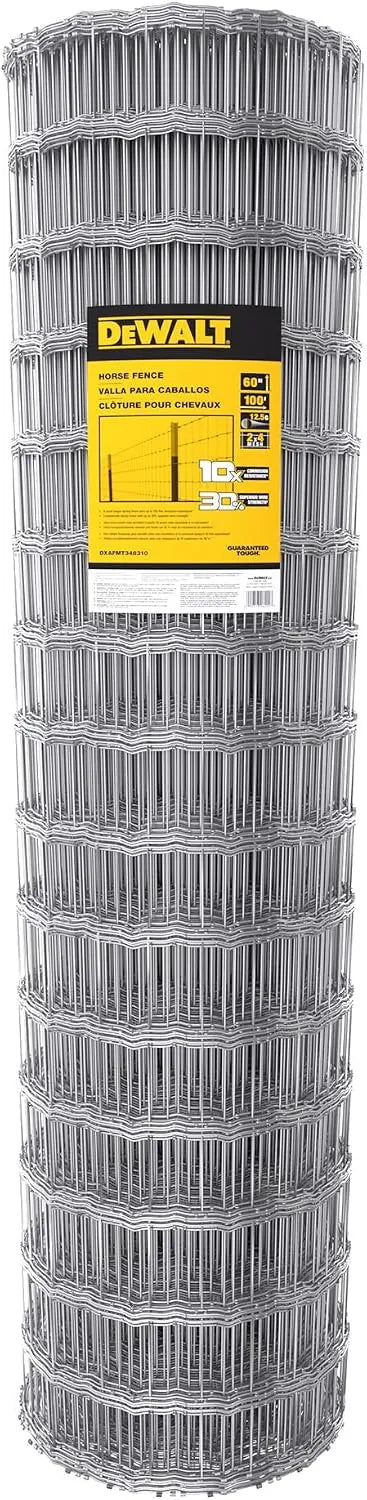 DeWALT – Horse Fence – 60 in. x 100 ft. 12.5‑Gauge Galvanized Steel – for Horse Enclosures | Pasture Fencing | Farm and Property Protection