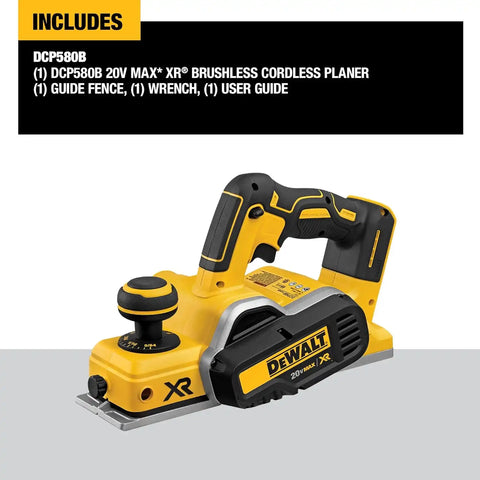 DEWALT 20V MAX Planer, 30,000 Cuts Per Minute, 2 mm Cut Depth, Brushless Motor, Bare Tool Only (DCP580B)