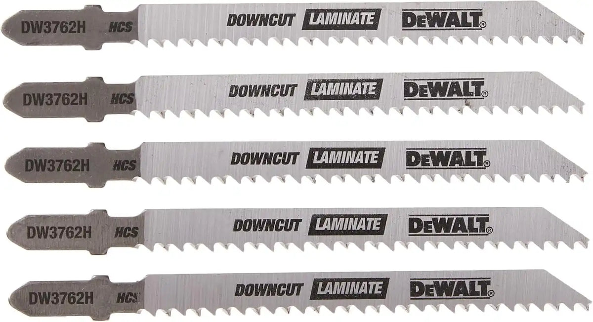 DEWALT DW3762H 4" 10TPI Laminate Down Cutting HSC T-Shank Jig Saw Blade, Pack of 5