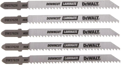 DEWALT DW3762H 4" 10TPI Laminate Down Cutting HSC T-Shank Jig Saw Blade, Pack of 5