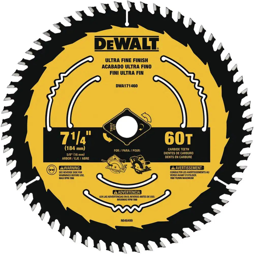 DEWALT Circular Saw Blade, 7 1/4 Inch, 60 Tooth, Wood Cutting (DWA171460B10)