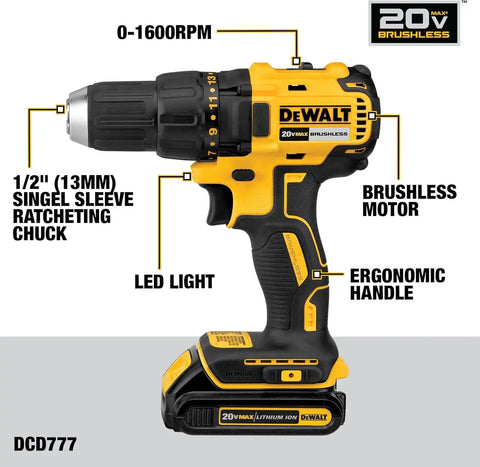 DEWALT 20V MAX 5-Tool Power Tools Combo Kit, Includes 1/2 Cordless Drill,1/4 Impact Driver, Reciprocating Saw, Circular Saw, Oscillating Tool, 5Ah Battery and Charger (DCK540D1)