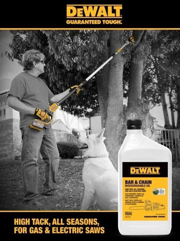 DEWALT – Biodegradable Bar & Chain Oil – Green, Eco-Friendly, Non-Toxic Professional Bar & Chainsaw Lubricant (32 oz (Case of 2))