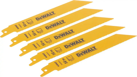 DEWALT Reciprocating Saw Blades, Straight Back, 6-Inch, 14 TPI, 5-Pack (DW4808)