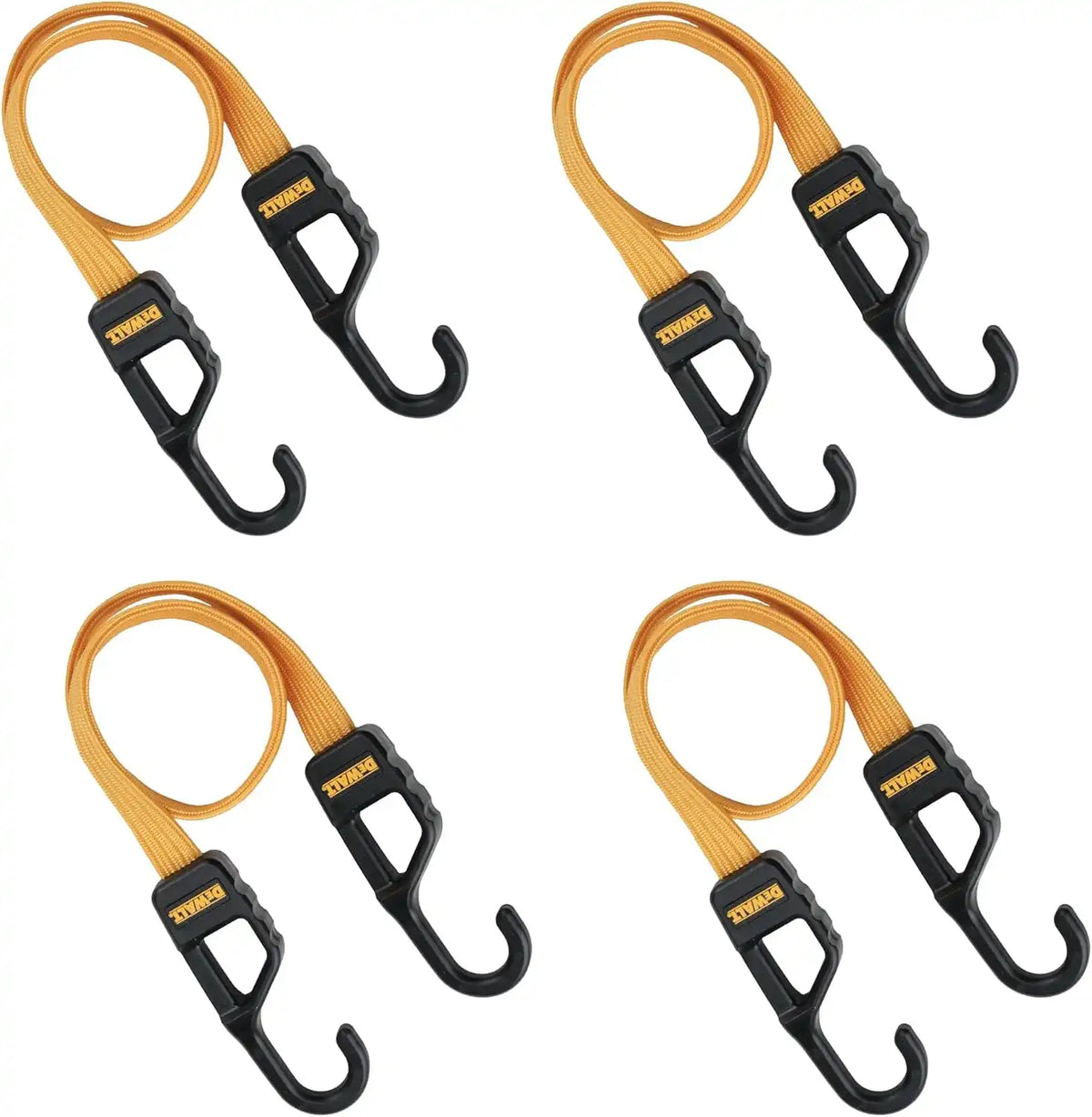 DEWALT DXBC301424 Black/Yellow 24” Premium Flat Bungee Straps, 4 Pack