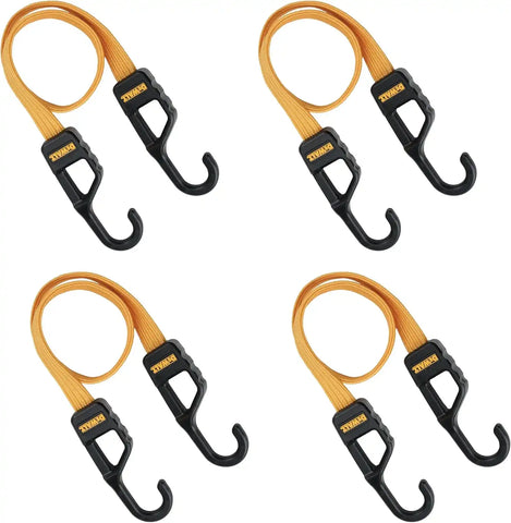 DEWALT DXBC301424 Black/Yellow 24” Premium Flat Bungee Straps, 4 Pack