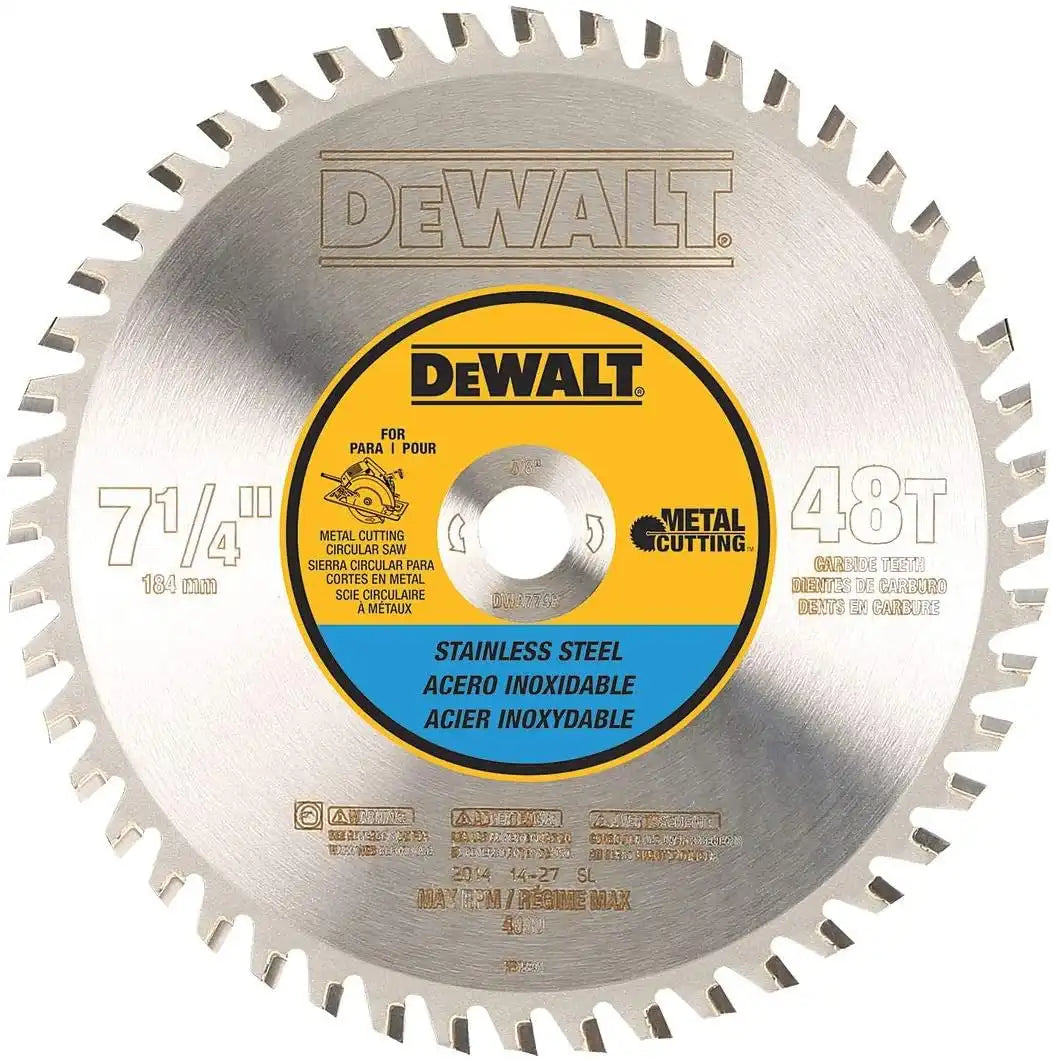 DEWALT Circular Saw Blade, 7 1/4 Inch, 48 Tooth, Stainless Steel Metal Cutting (DWA7748)