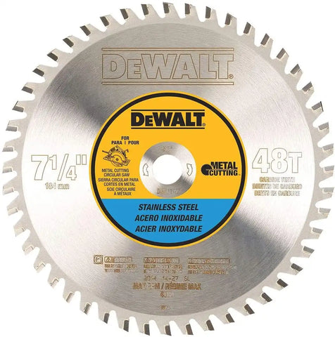 DEWALT Circular Saw Blade, 7 1/4 Inch, 48 Tooth, Stainless Steel Metal Cutting (DWA7748)