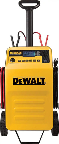 DEWALT DXAEC210 70 Amp Rolling Battery Charger: 210 Amp Engine Start, 2 Amp Maintainer, 120V AC Outlet, 3.1A USB Port, Battery Clamps