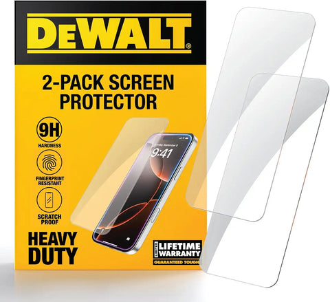 DEWALT Heavy Duty Glass Screen Protector for iPhone 14 Pro Max, 2 Pack Tempered Glass Screen Protector, Case Friendly, Perfect Install Tool Included, Long-Lasting Protection