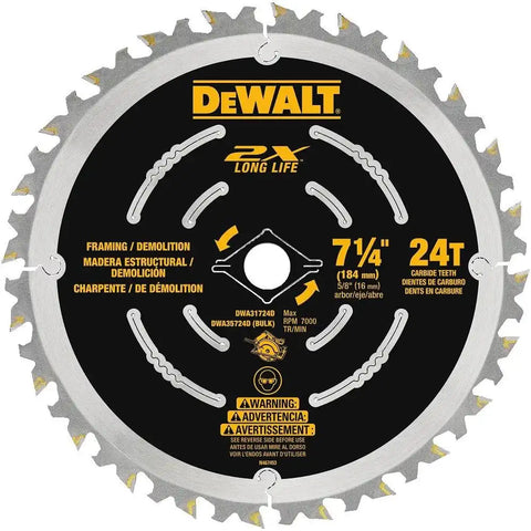 DeWalt Circular Saw Blade, 7 1/4 Inch, 24 Tooth, Demolition Wood Cutting, 10 Pack (DWA35724DB10)