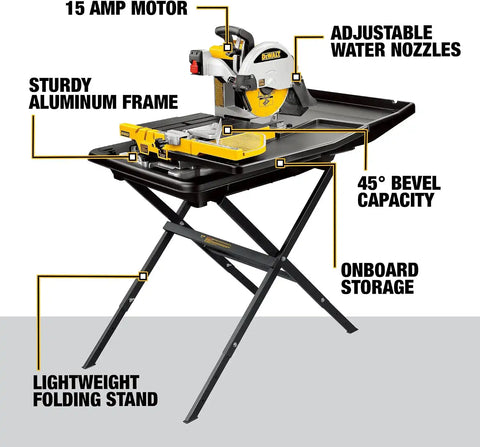 DEWALT Wet Tile Saw with Stand, 10-Inch, Corded (D24000S)