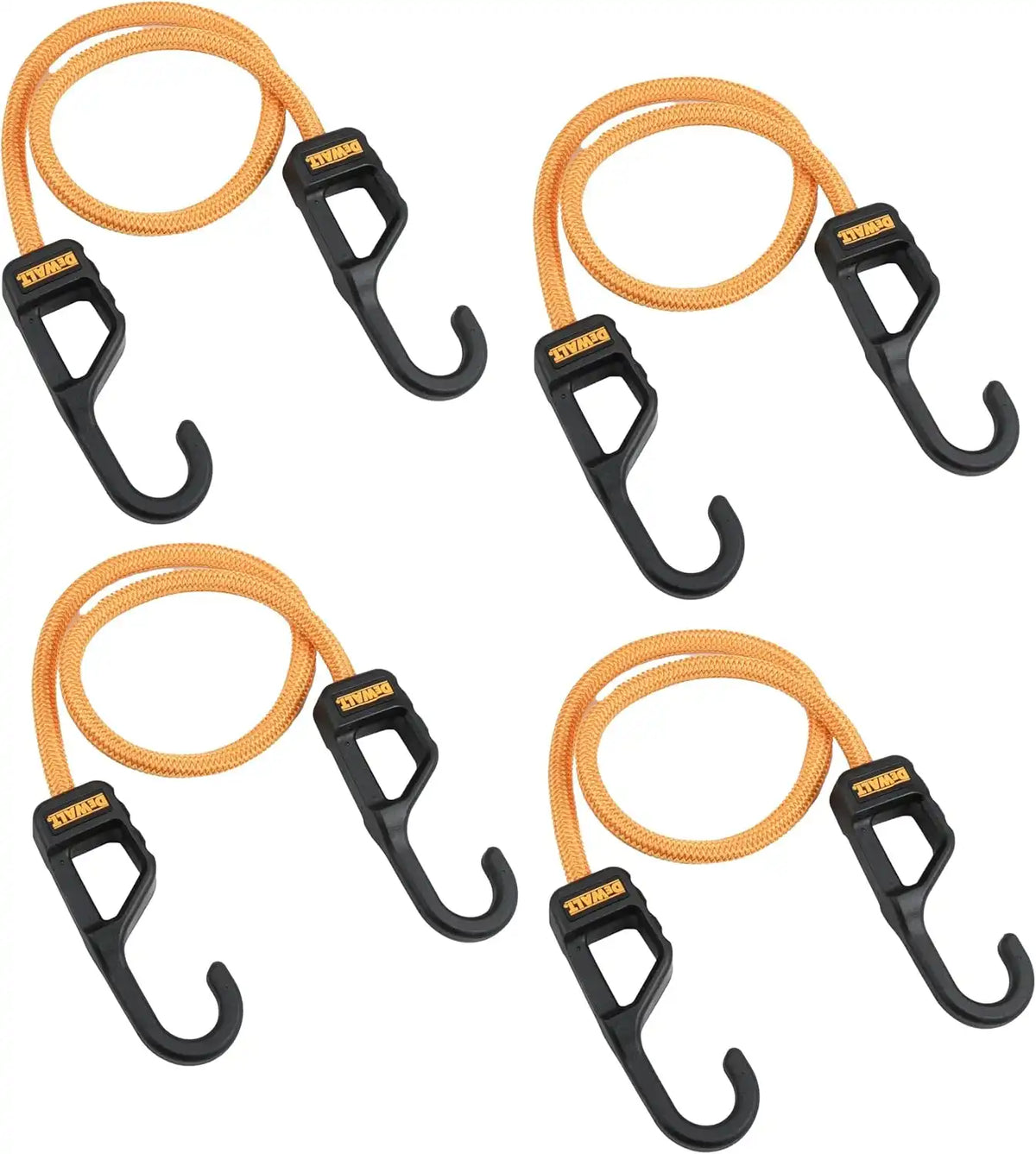 DEWALT DXBC300244 Black/Yellow 24” Premium Heavy-Duty Bungee Cords, 4 Pack