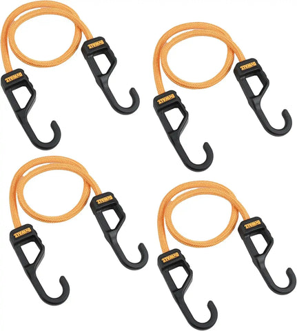 DEWALT DXBC300244 Black/Yellow 24” Premium Heavy-Duty Bungee Cords, 4 Pack