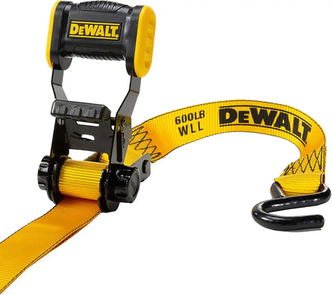 DEWALT DXBC18004-16PK Black/Yellow 1.25" x 12' Ratchet Tie Down Straps - Light-Weight Cargo Hauling (1800 lb Break Strength), 16 Pack