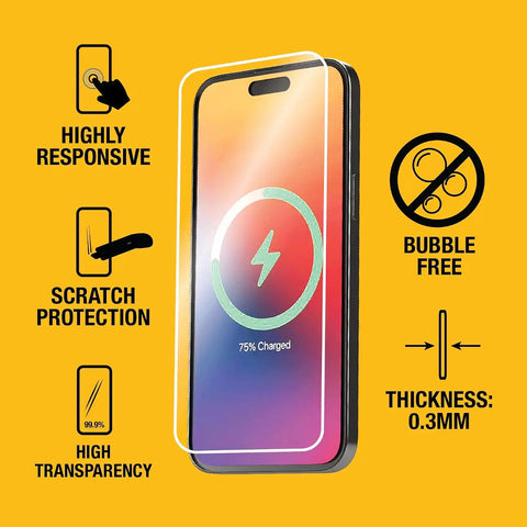 DEWALT Heavy Duty 9H+ Glass for iPhone 15 Pro Max Screen Protector, Military Grade Shatterproof & Durable, Screen Protector 15 Pro Max Tempered Glass, Anti-Fingerprint & Smudge Protection, 2 Pack
