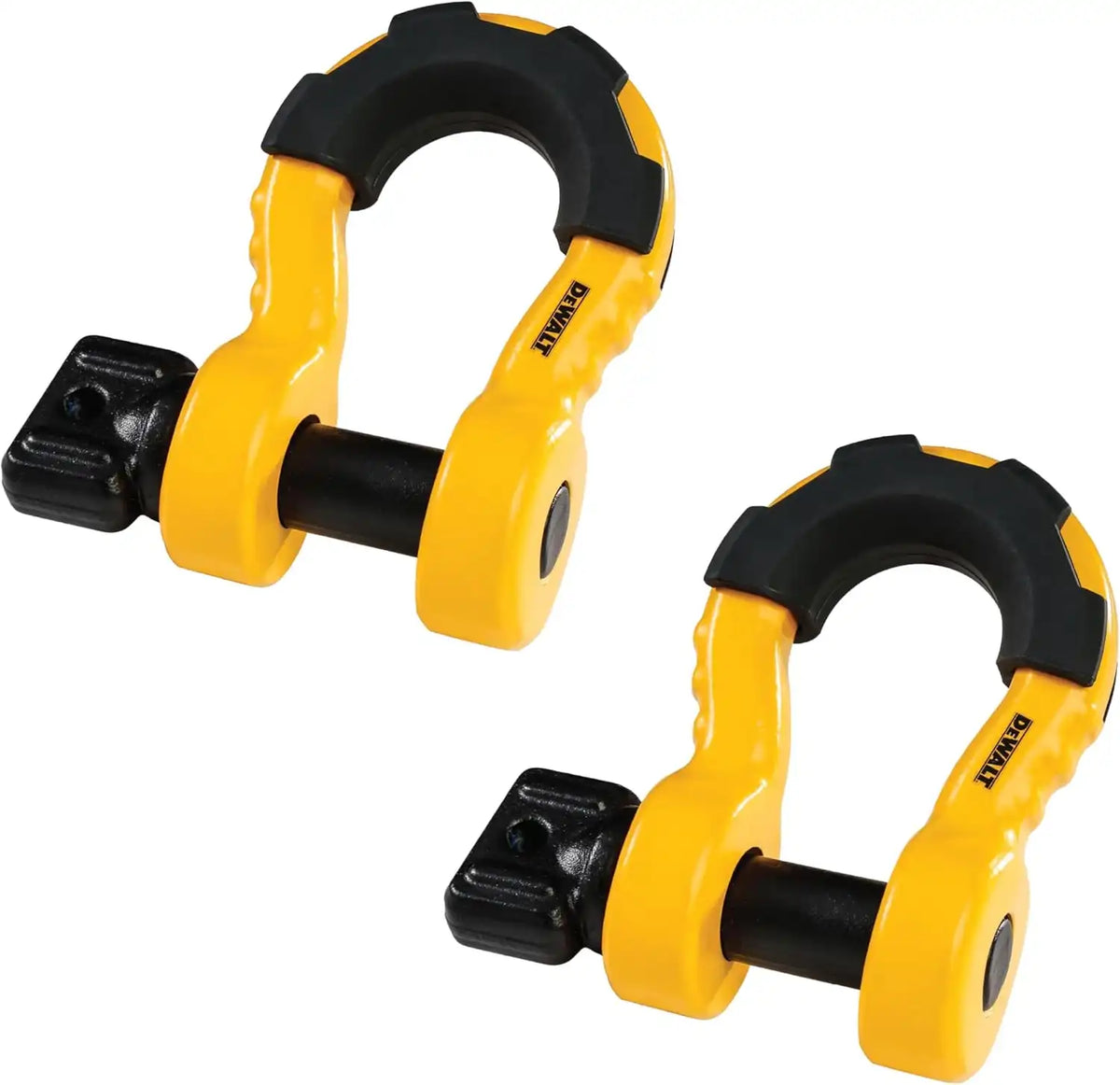 DEWALT DXBC8000-2KIT Black/Yellow 3/4" Bow Shackle with 7/8" Pin (10,400 lb Work Strength) - Towing, Winching, Vehicle Recovery, 2 Pack