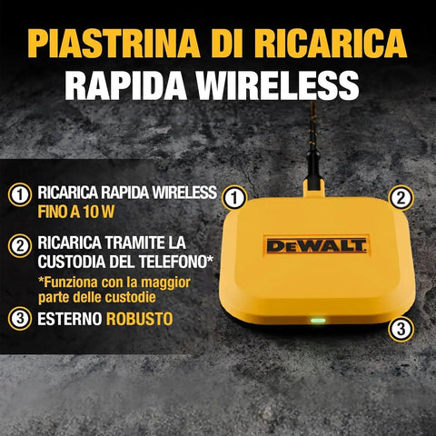 DEWALT Heavy Duty Wireless Charger, 10W Max Fast Wireless Charging Pad Compatible with iPhone 17/16/15/14/13/12/11/X/8 Pro Max Plus Samsung Galaxy S22/S21 AirPods (Type C Cable/AC Adapter Included)