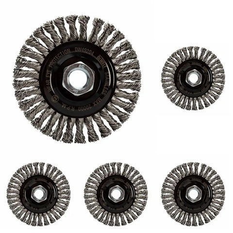 DEWALT Wire Wheel, Stainless, Stringer Bead , 4-Inch x 5/8-Inch, 11 HP, .020-Inch (DW49204) (Pack of 5)