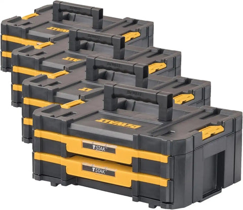 DEWALT TSTAK Tool Storage Organizer with Double Drawers, Holds Up to 16.5 lbs. (DWST17804) (Pack of 4)