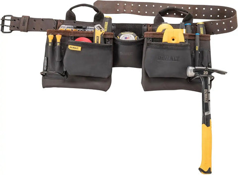 DEWALT Leather Tool Belt, Durable, 11 Pocket Professional Belt (DWST550112)