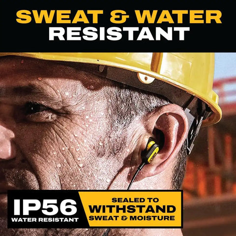 DEWALT Heavy Duty Neckband Bluetooth Earbuds - Black Special Edition Wireless Bluetooth 5.2 Headphones w/Microphone, Lightweight Comfort, IP56 Waterproof, Deep Bass, 20H Jobsite Behind-Neck Earphones