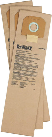 DEWALT D279042 Paper Filter Bag for D27904 Dust Extractor, 3-Pack , Brown