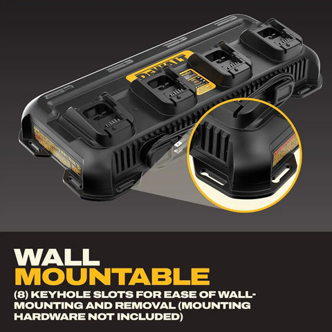 DEWALT Battery Charger 12V MAX, 20V MAX, FLEXVOLT 20V/60V MAX, 4 Amp, Fast Charger, Multiport Simultaneous Charging Station (DCB1404)